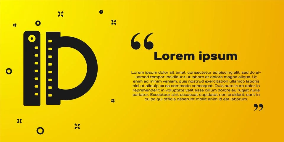 Black Protractor grid for measuring degrees icon isolated on yellow background Stock Illustration