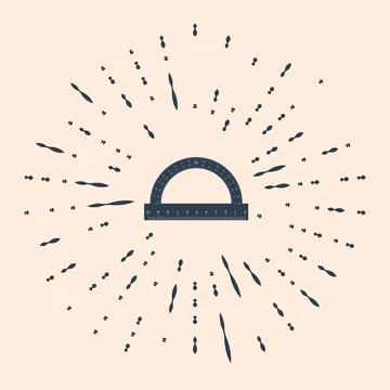 Black Protractor grid for measuring degrees icon isolated on beige background Stock Illustration