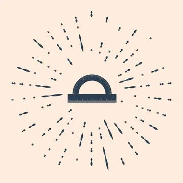 Black Protractor grid for measuring degrees icon isolated on beige background Stock Illustration