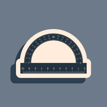 Black Protractor grid for measuring degrees icon isolated on grey background Stock Illustration