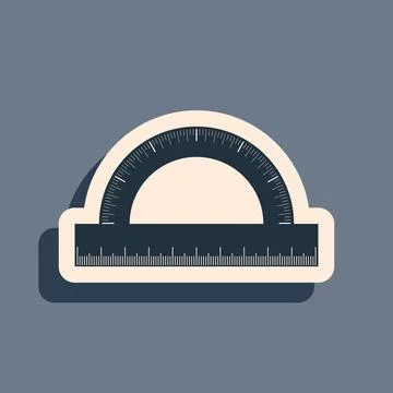 Black Protractor grid for measuring degrees icon isolated on grey background Stock Illustration