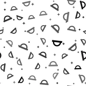 Black Protractor grid for measuring degrees icon isolated seamless pattern on Stock Illustration