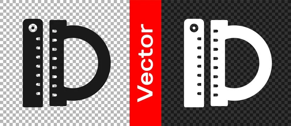 Black Protractor grid for measuring degrees icon isolated on transparent back Illustrazione stock
