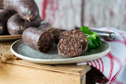 Black pudding Stock Photos