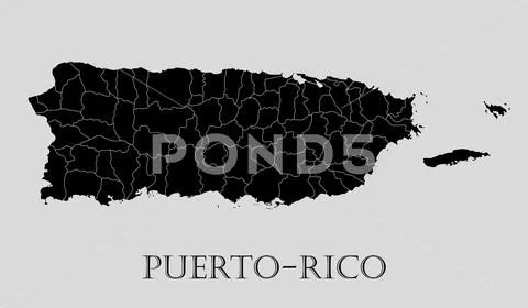 Black Puerto-Rico map - vector illustration Illustration #99287464