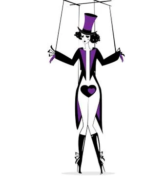 Black purple hand puppet Stock Illustration