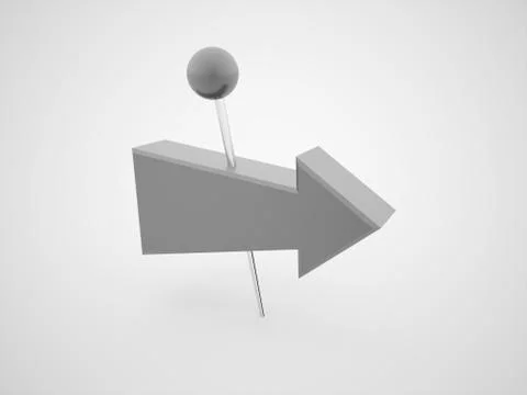 Black push pin concept with arrow rendered Stock Illustration