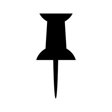 Black push pin icon isolated on white background. Vector illustration 스톡 일러스트