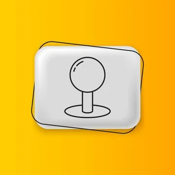 Black Push pin icon isolated on yellow background. Thumbtacks sign. Silver .. Stock Illustration