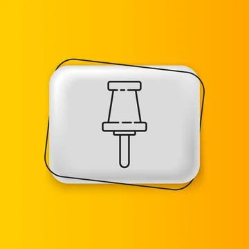 Black Push pin icon isolated on yellow background. Thumbtacks sign. Silver .. Stock Illustration