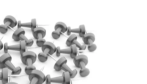 Black push pins rendered on white background Stock Illustration