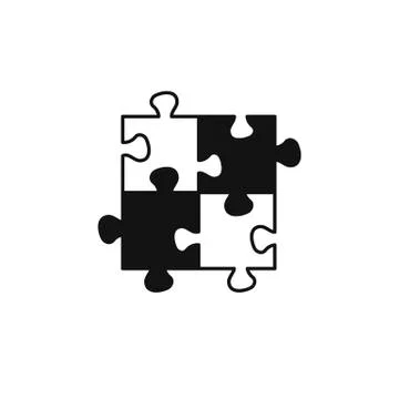 Black puzzle flat vector icon Illustrazione stock