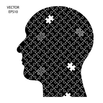Black puzzle head Stock Illustration