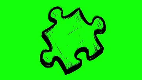 Black puzzle line boil effect animation Видео 344979411