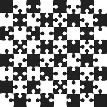 Black Puzzle Pieces - JigSaw Vector - Field Chess Stock Illustration