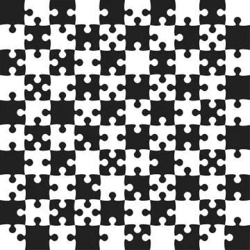 Black Puzzle Pieces - JigSaw Vector - Field Chess Stock Illustration
