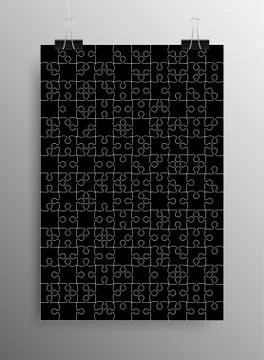 Black Puzzle Pieces Jigsaw Vector Background. Stock Illustration