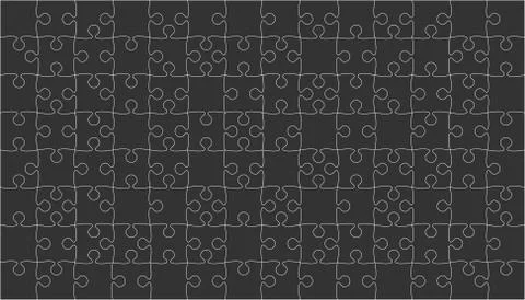 Black Puzzles Pieces Jigsaw - Vector Background. Stock Illustration