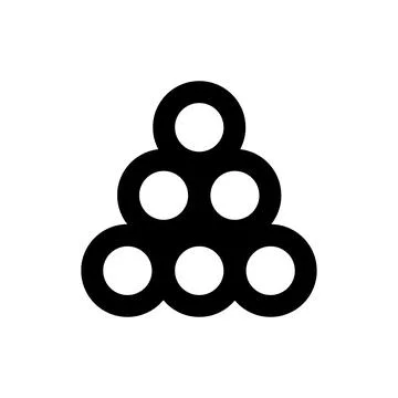 Black pyramid shape icon made of six circles isolated on white Ilustración de archivo