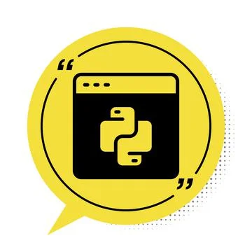 Black Python programming language icon isolated on white background. Python Illustration