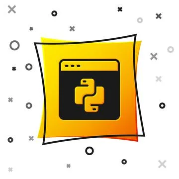 Black Python programming language icon isolated on white background. Python Stock Illustration