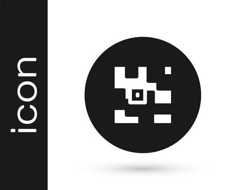 Black QR code sample for smartphone scanning icon isolated on white background Stock Illustration
