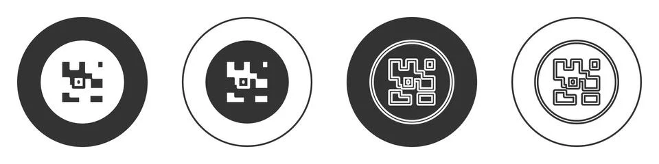 Black QR code sample for smartphone scanning icon isolated on white background イラスト素材