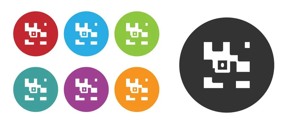 Black QR code sample for smartphone scanning icon isolated on white backgroun イラスト素材