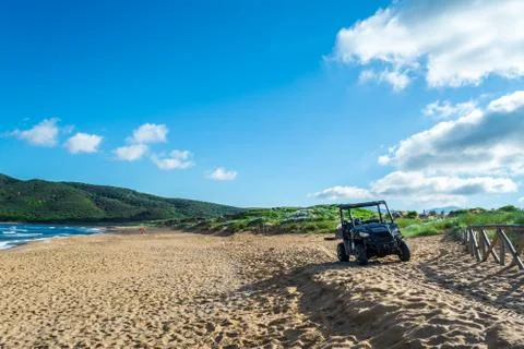 Black quad on the beach Foto stock