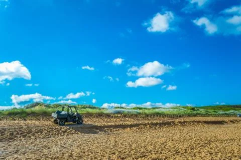 Black quad on the beach Stock Photos