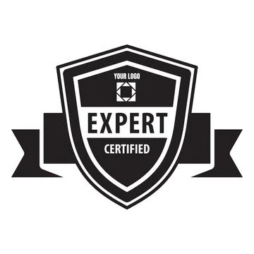 Black quality mark icon with shield frame, ribbon, place for logo, with Stock Illustration