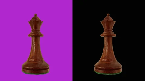 Black queen chess piece chromakey 360 degree rotation Stock Footage 129723024