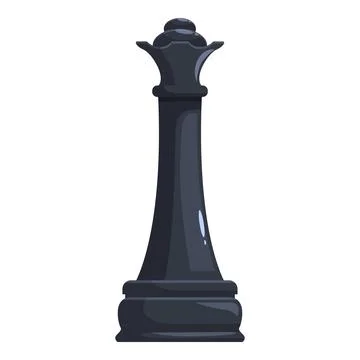 Black queen chess piece standing on white background Stock Illustration