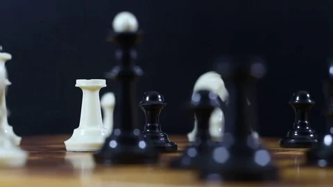 Black queen on a chessboard Stock Footage 77279204
