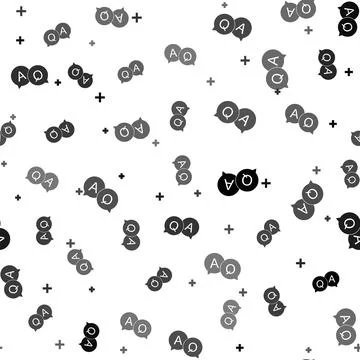 Black Question and Answer mark in speech bubble icon isolated seamless pattern Stock Illustration