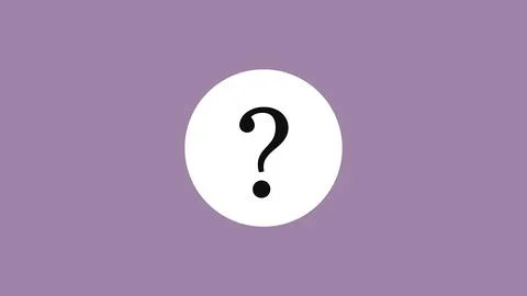 Black question mark icon inside white circle on light purple background for.. Stock Illustration