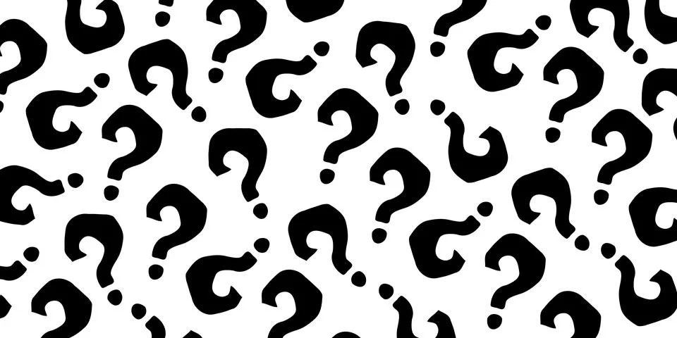 Black question marks on white background. Question mark pattern abstract vector  Illustrazione stock