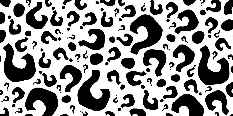 Black question marks on white background. Question mark pattern abstract vector  Illustrazione stock
