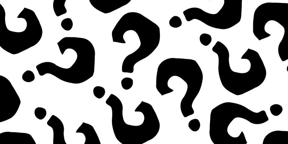 Black question marks on white background. Question mark pattern abstract vector  Illustrazione stock