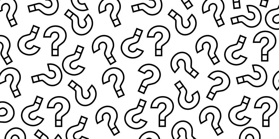 Black question marks on white background. Question mark pattern abstract vector  Illustrazione stock