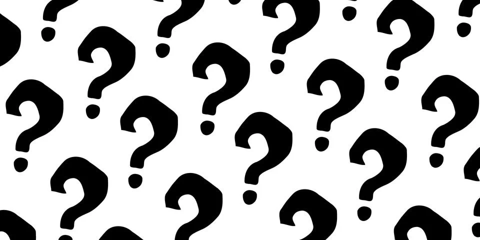 Black question marks on white background. Question mark pattern abstract vector  Illustrazione stock