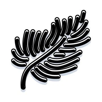 Black quill feather simple line art illustration Stock Illustration
