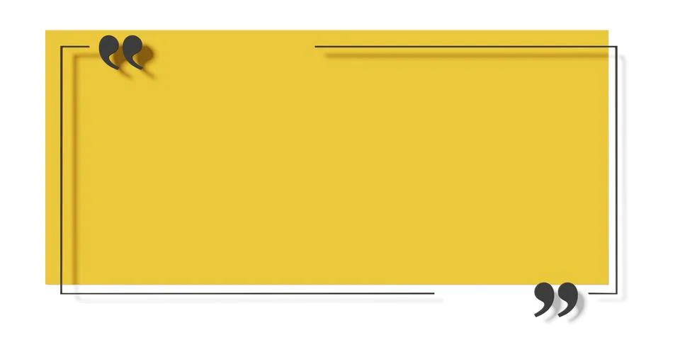 Black quotation marks in cutouts of thin line rectangle frame with underlay.. Stock Illustration
