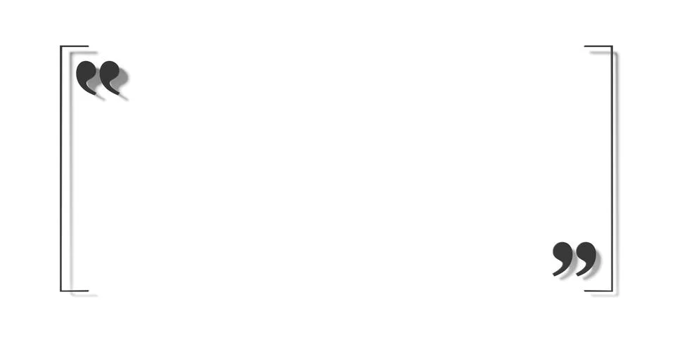 Black quotation marks inside thin line frame on white background, quote tem.. Stock Illustration