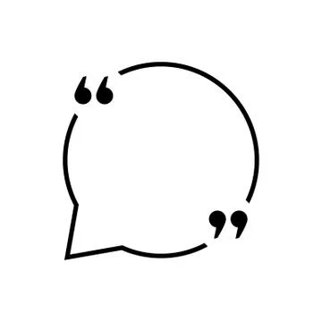 Black quotation marks with thin line speech bubble Stock Illustration