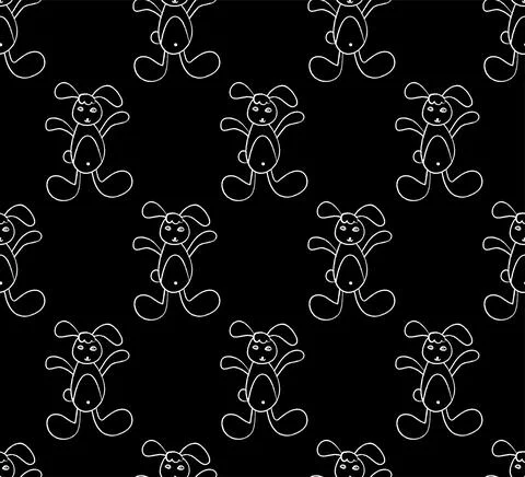 Black Rabbit on Black Background Stock Illustration