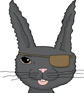 Black Rabbit with Eye Patch 스톡 일러스트