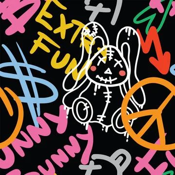 Black rabbit pattern Stock Illustration