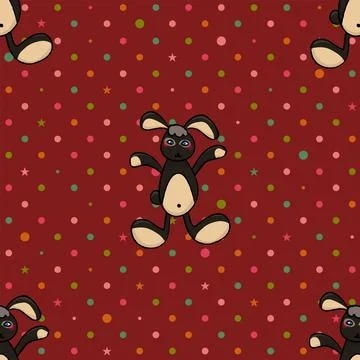 Black Rabbit Red Polka dot Background Stock Illustration