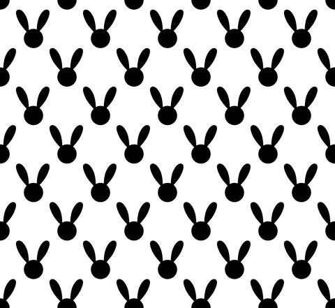 Black Rabbit Seamless on White Background イラスト素材